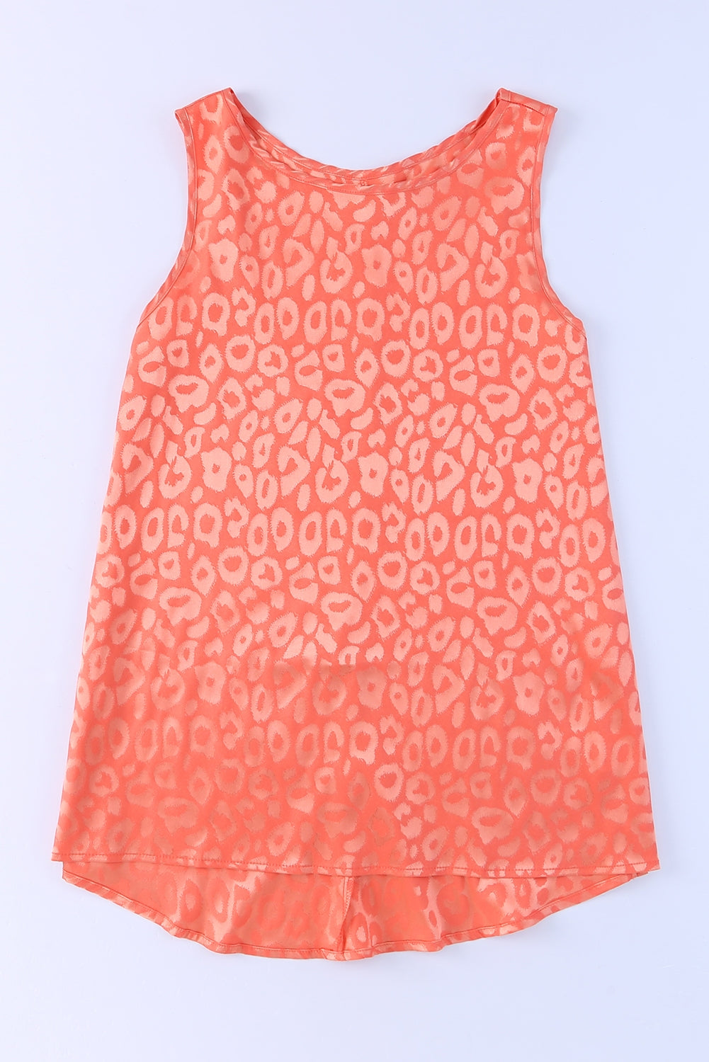 Beige Leopard Print Casual Sleeveless Satin Top