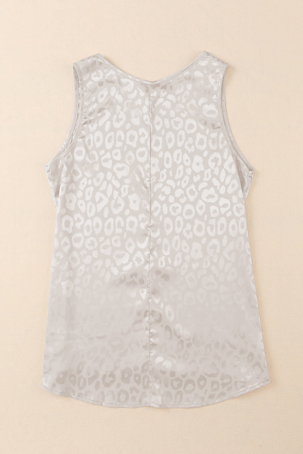 Beige Leopard Print Casual Sleeveless Satin Top