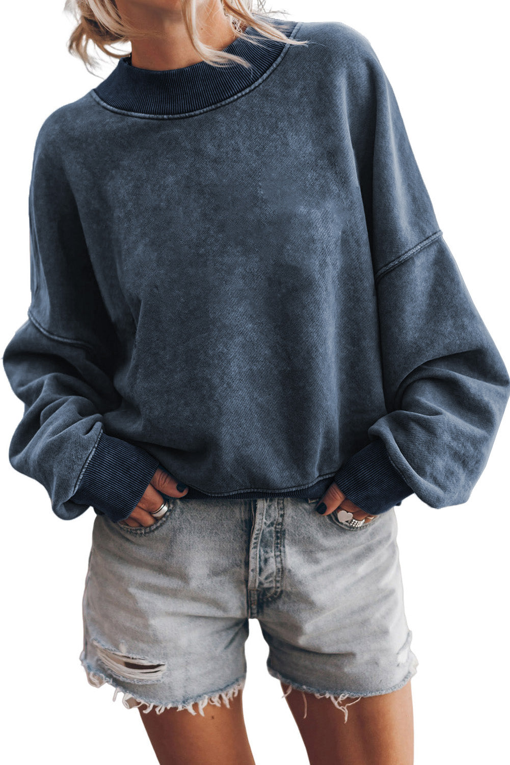 Sudadera con cuello redondo y hombros caídos, color marrón