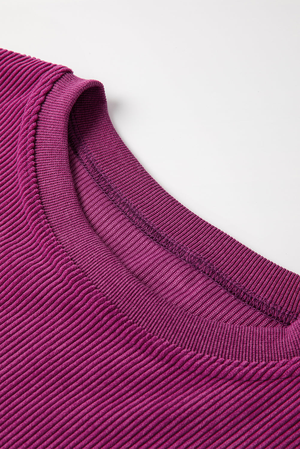 Sudadera holgada de canalé arrugado con hombros caídos en color gris claro