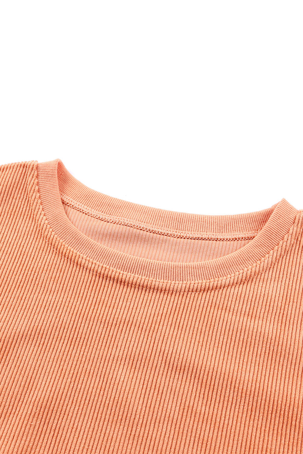 Sudadera holgada de canalé arrugado con hombros caídos en color gris claro