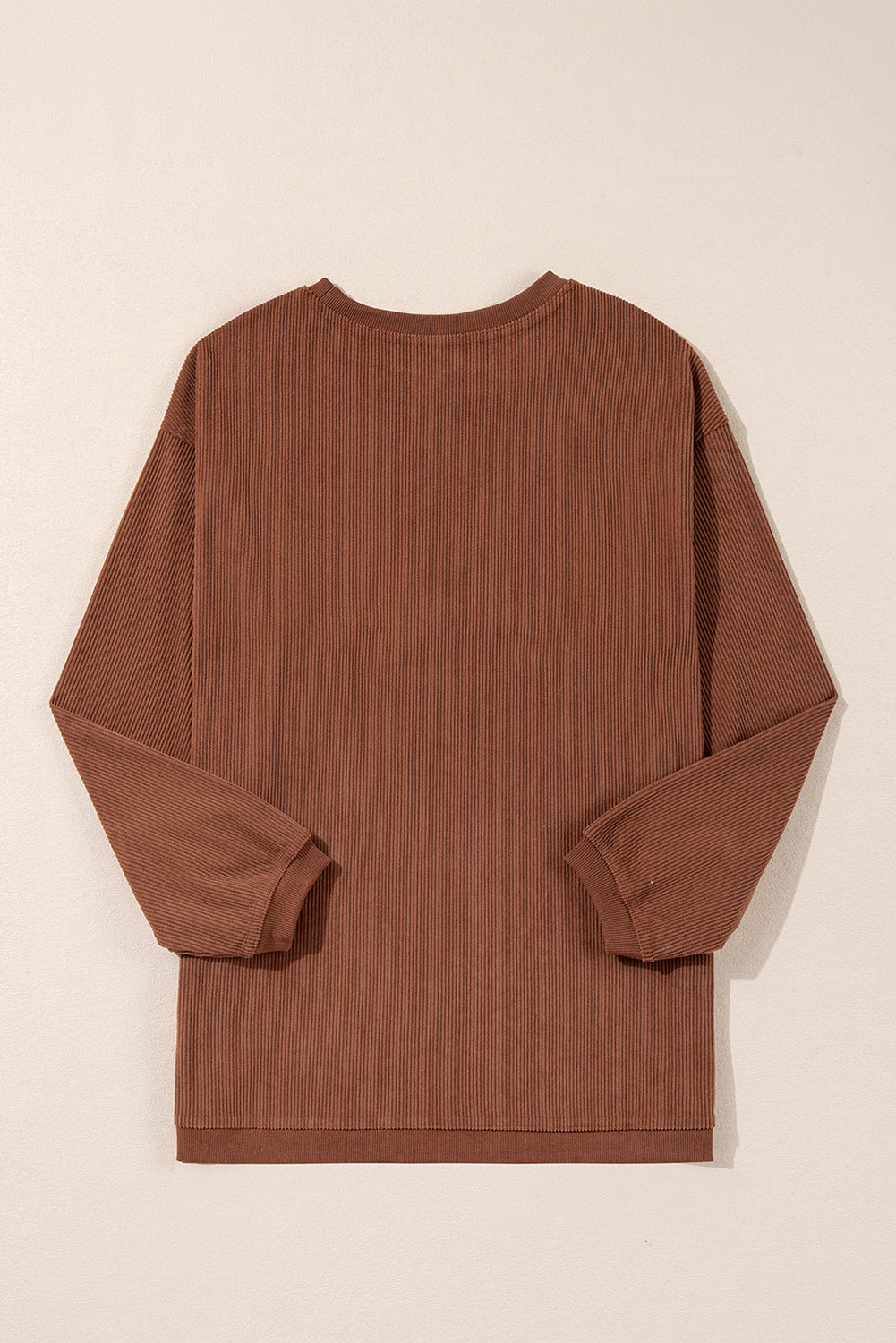 Sudadera holgada de canalé arrugado con hombros caídos en color gris claro
