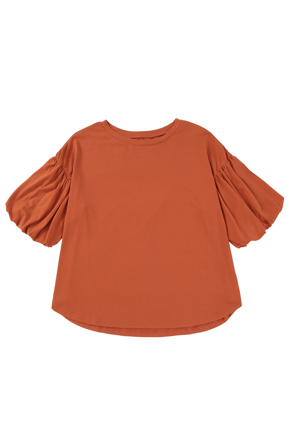 White Solid Color Casual Bubble Sleeve Blouse