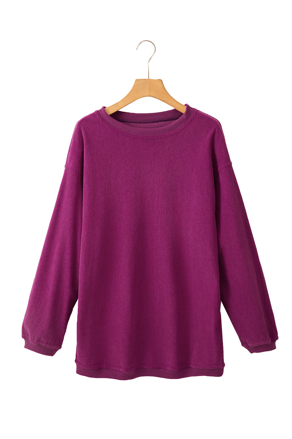 Sudadera holgada de canalé arrugado con hombros caídos en color gris claro