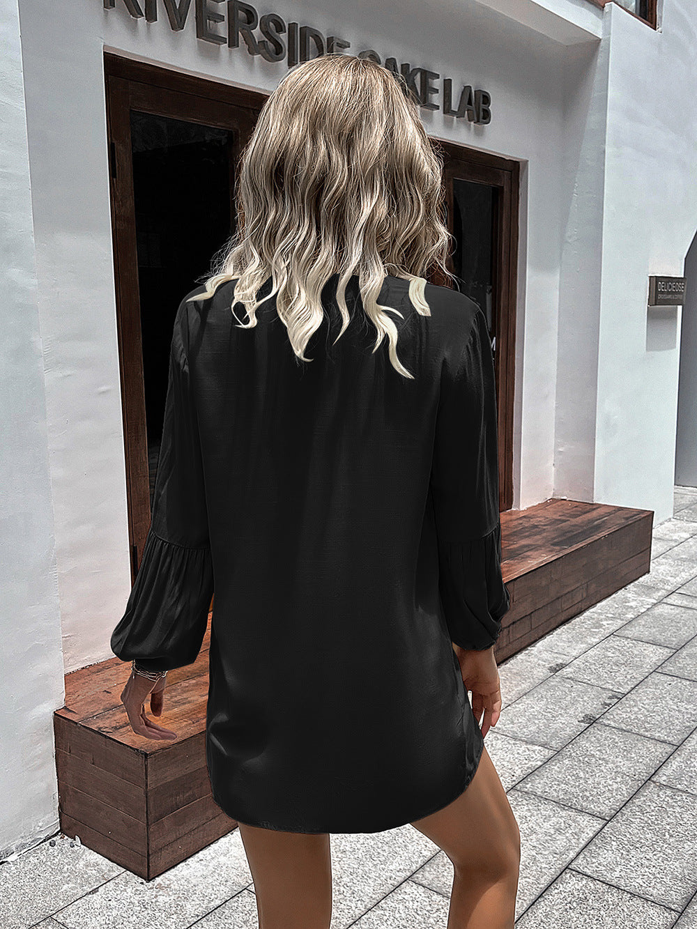 Camisa con mangas abullonadas y cuello con muescas de Double Take
