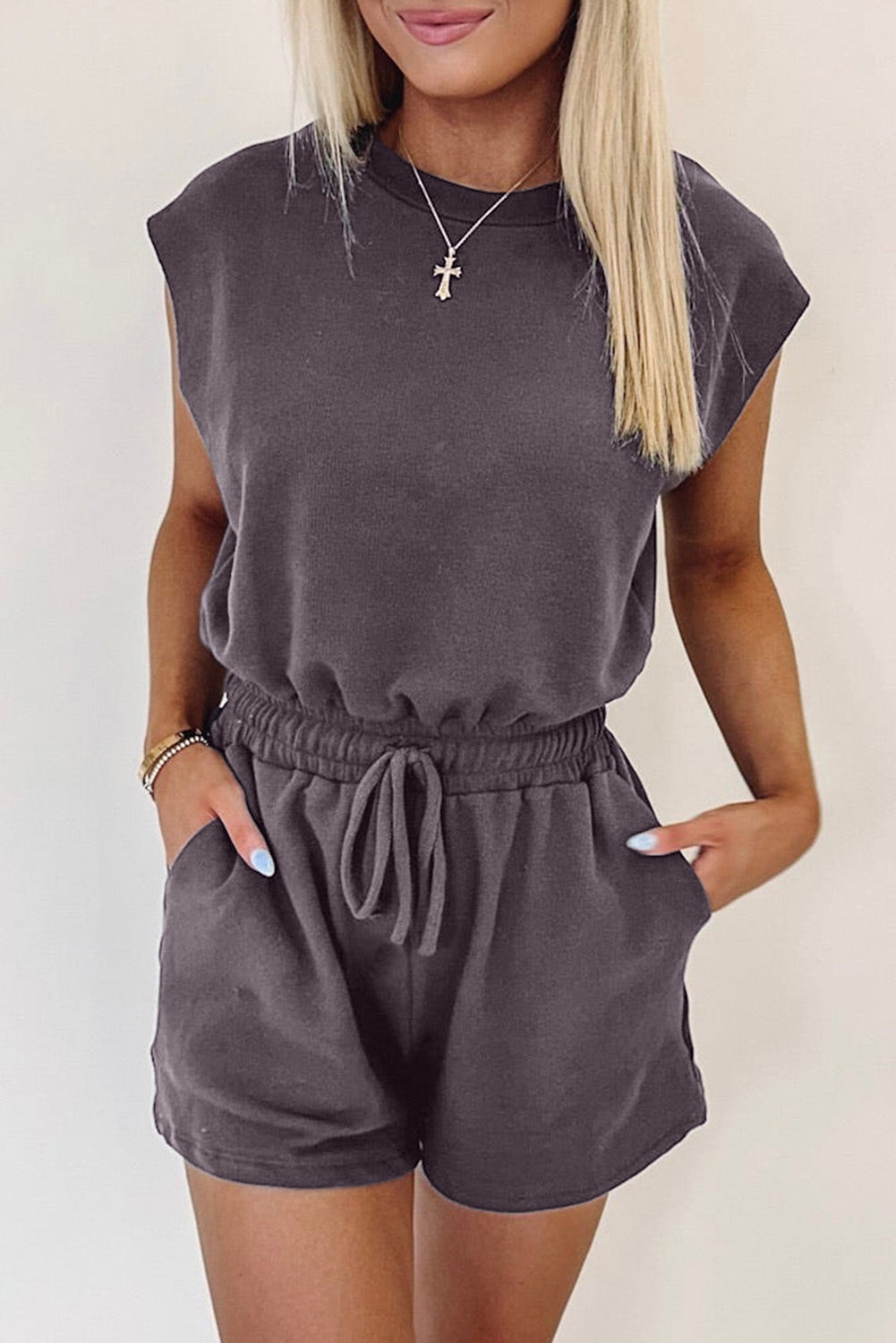 Bristol Black Backless Drawstring Waist Knit Romper