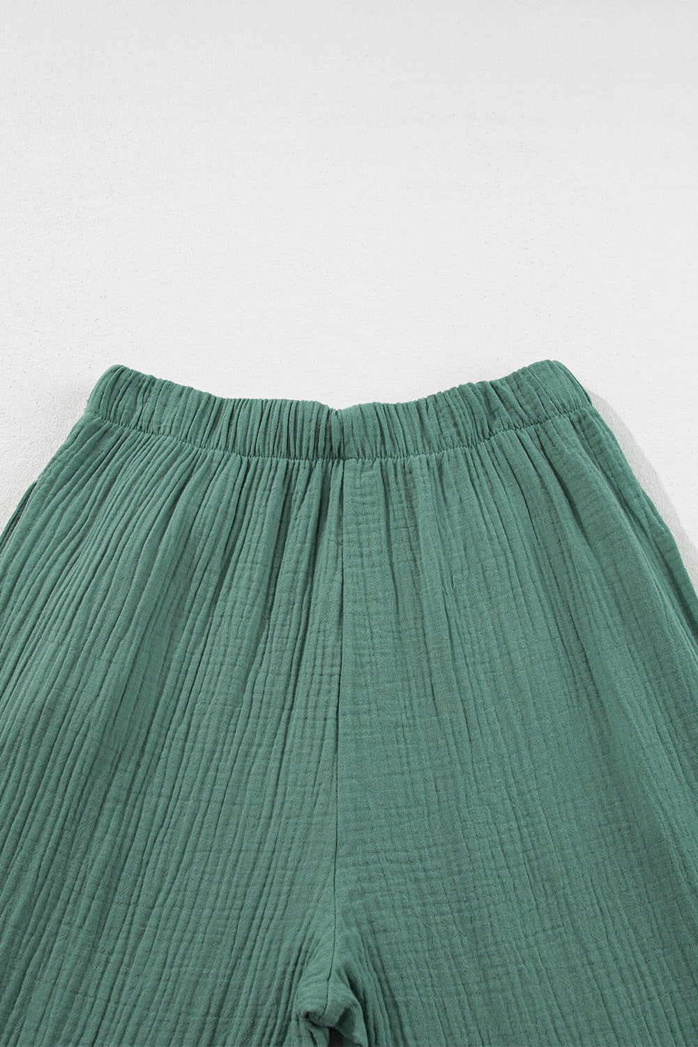 Plain Cotton Tiered Ruffle Flare High Waisted Pants