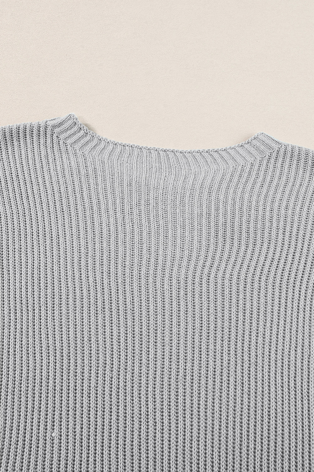 Top de punto de gran tamaño con mangas cortas estilo dolman y abertura lateral en color gris | S - XL | 3 COLORES