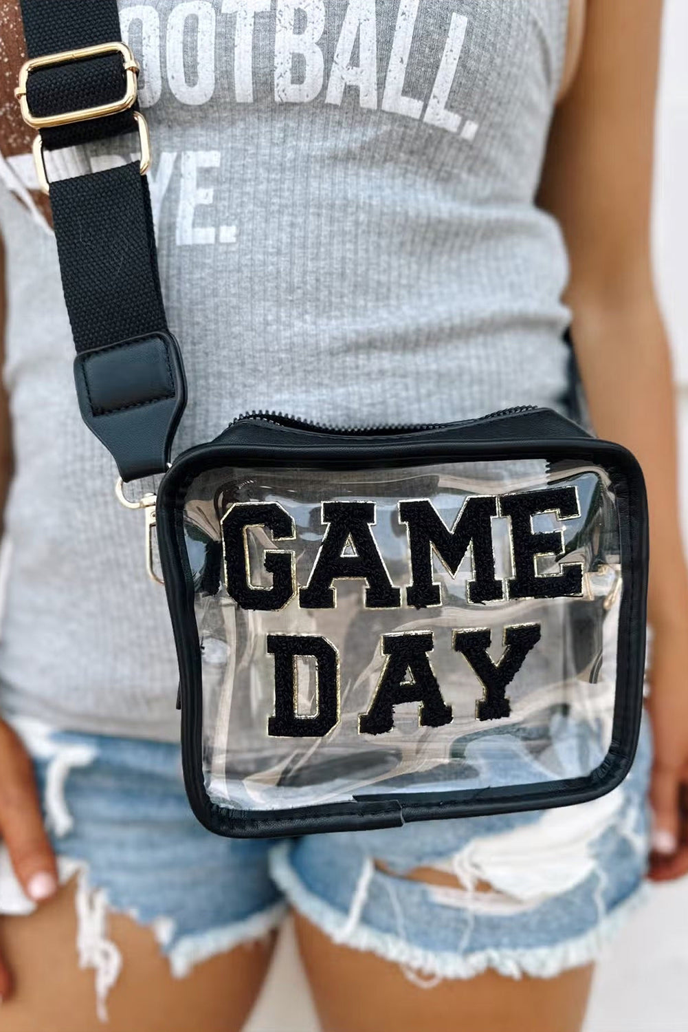 Chenille GAME DAY Pattern Clear Stadium Bag