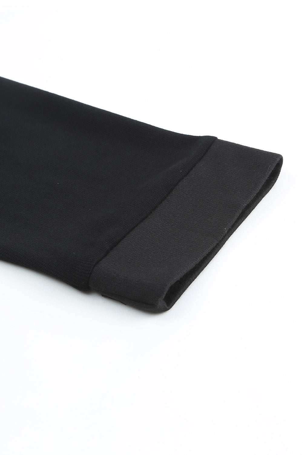 Black Solid Color Button Front Basic Pullover Hoodie