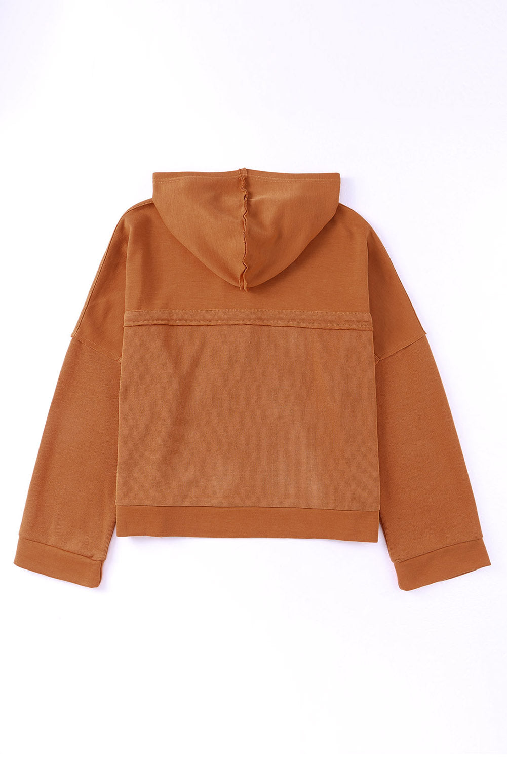 Black Solid Color Button Front Basic Pullover Hoodie