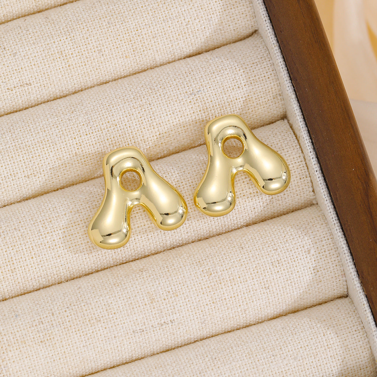 18K Gold-Plated Bubble Letter Stud Earrings | A - M