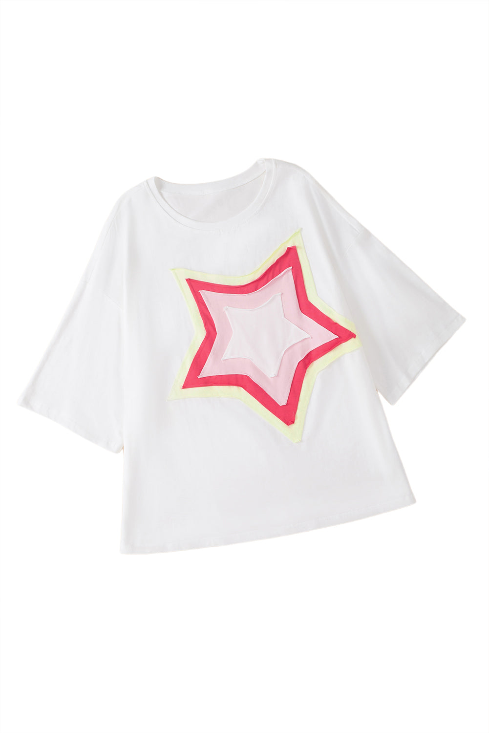 Camiseta extragrande de manga corta con parches de estrellas y bloques de color Bonbon