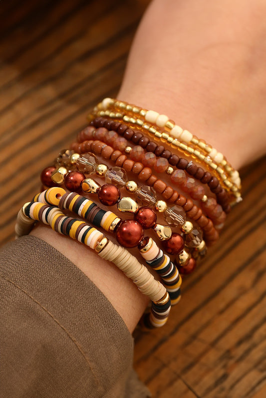 Conjunto de 9 pulseras vintage con cuentas de camello