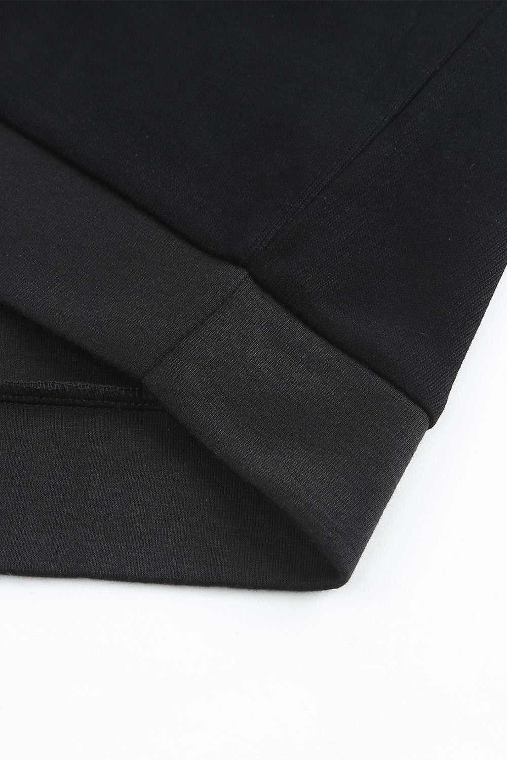 Black Solid Color Button Front Basic Pullover Hoodie
