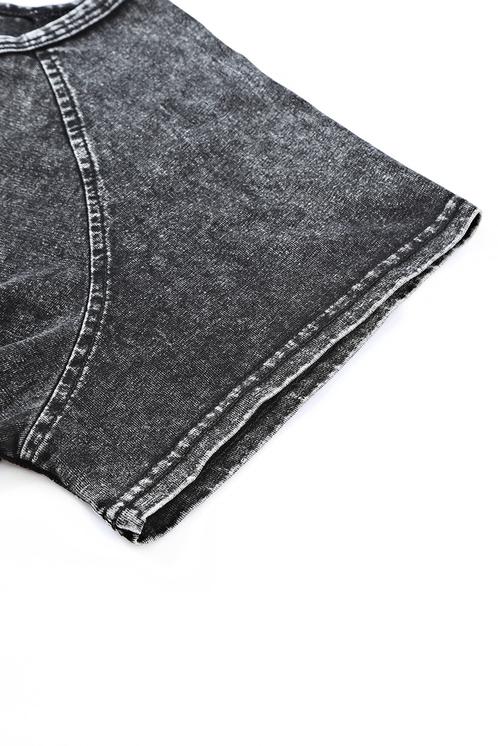 Black Acid Washed T Shirt & Drawstring Short Loungewear Set