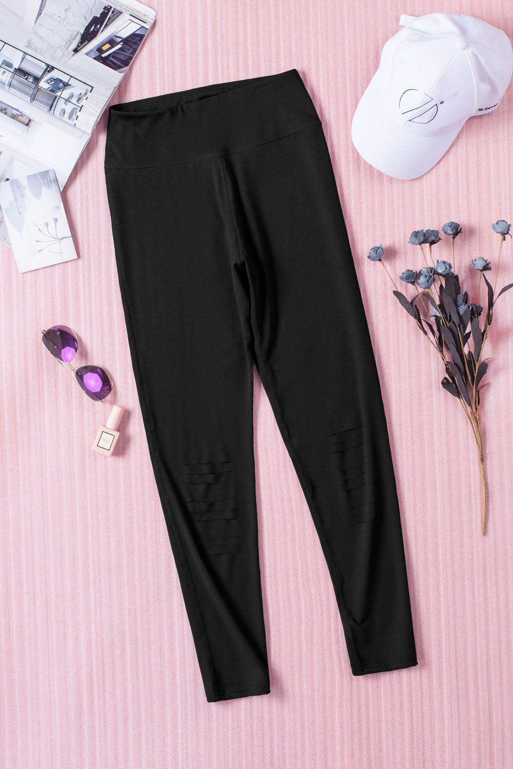 Black Cut-out Skinny High Waist Leggings | XS - 2XL | 2 COLORS