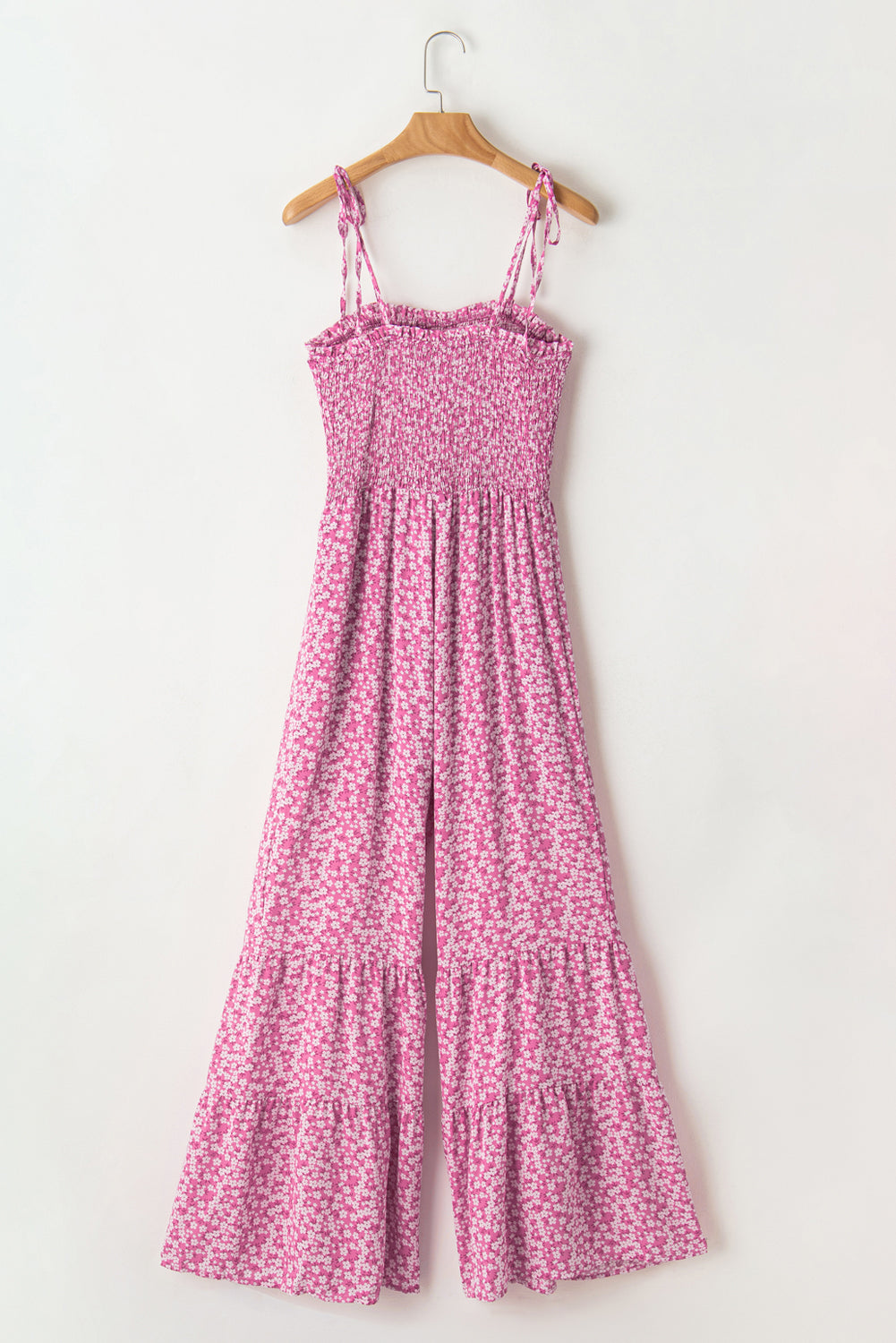 Dusk Blue Floral Print Spaghetti Straps Smocked Wide Leg Jumpsuit | S - 2XL | 4 COLORS