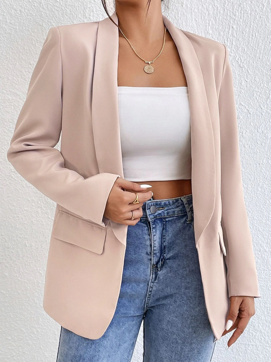 Blazer de manga larga con cuello chal