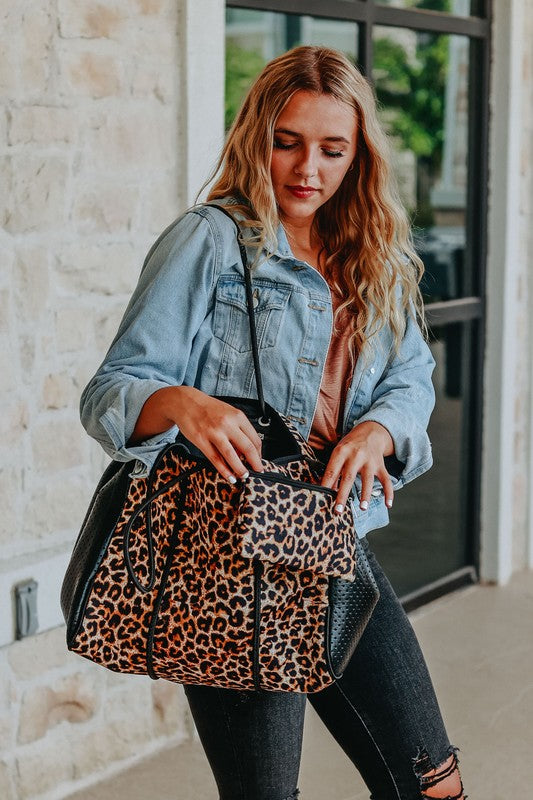 The Emma- Leopard Neoprene Bag