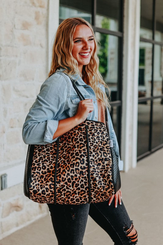 The Emma- Leopard Neoprene Bag