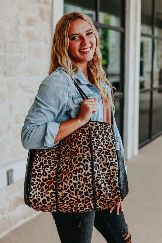 The Emma- Leopard Neoprene Bag