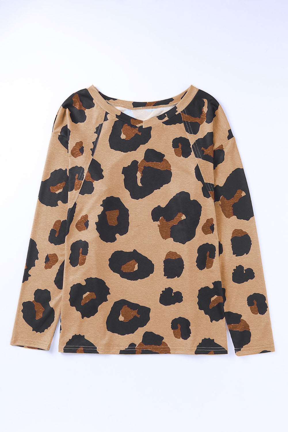 Blusa informal holgada de manga larga con estampado de leopardo blanco