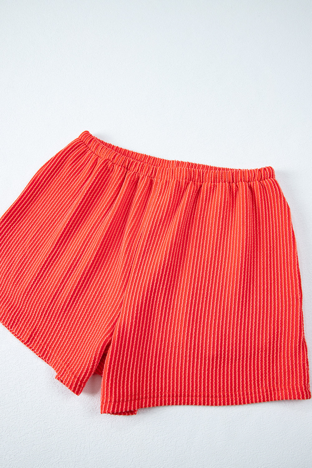Conjunto de camiseta y pantalones cortos holgados de punto texturizado acanalado