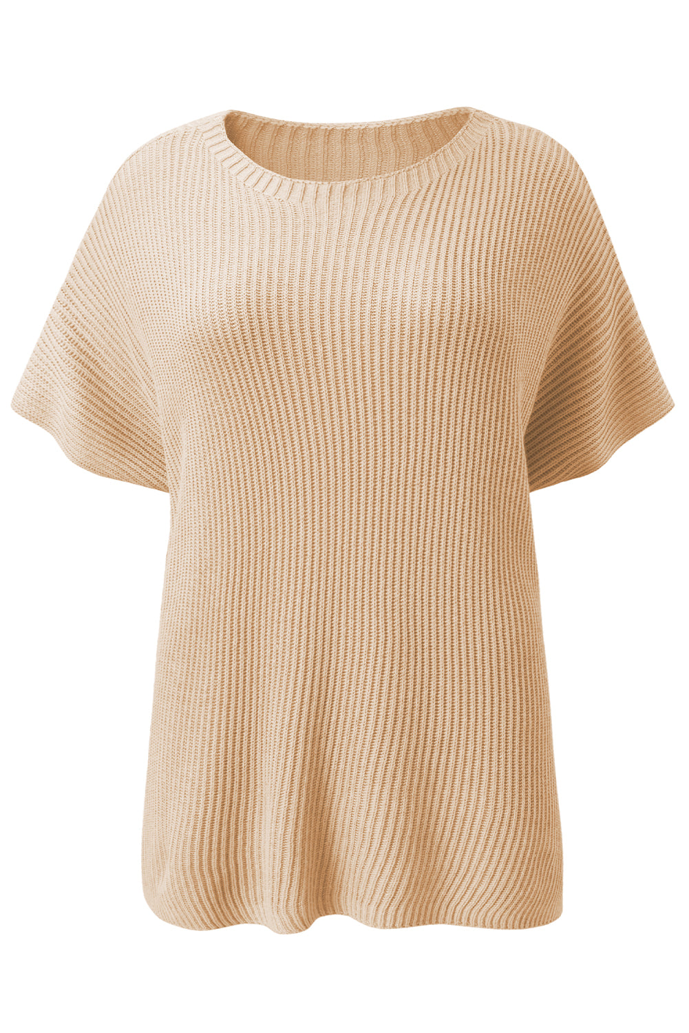 Top de punto de gran tamaño con mangas cortas estilo dolman y abertura lateral en color gris | S - XL | 3 COLORES