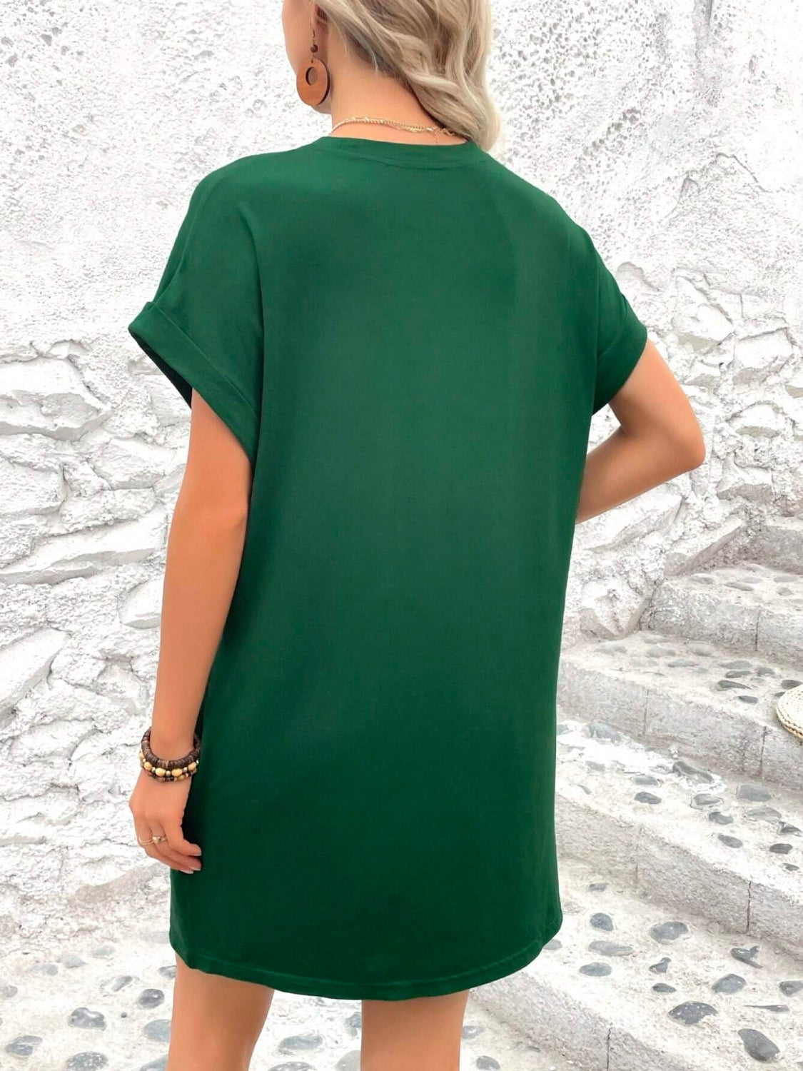 Vestido mini de cuello redondo y manga corta | Tallas S a 2XL | 8 COLORES