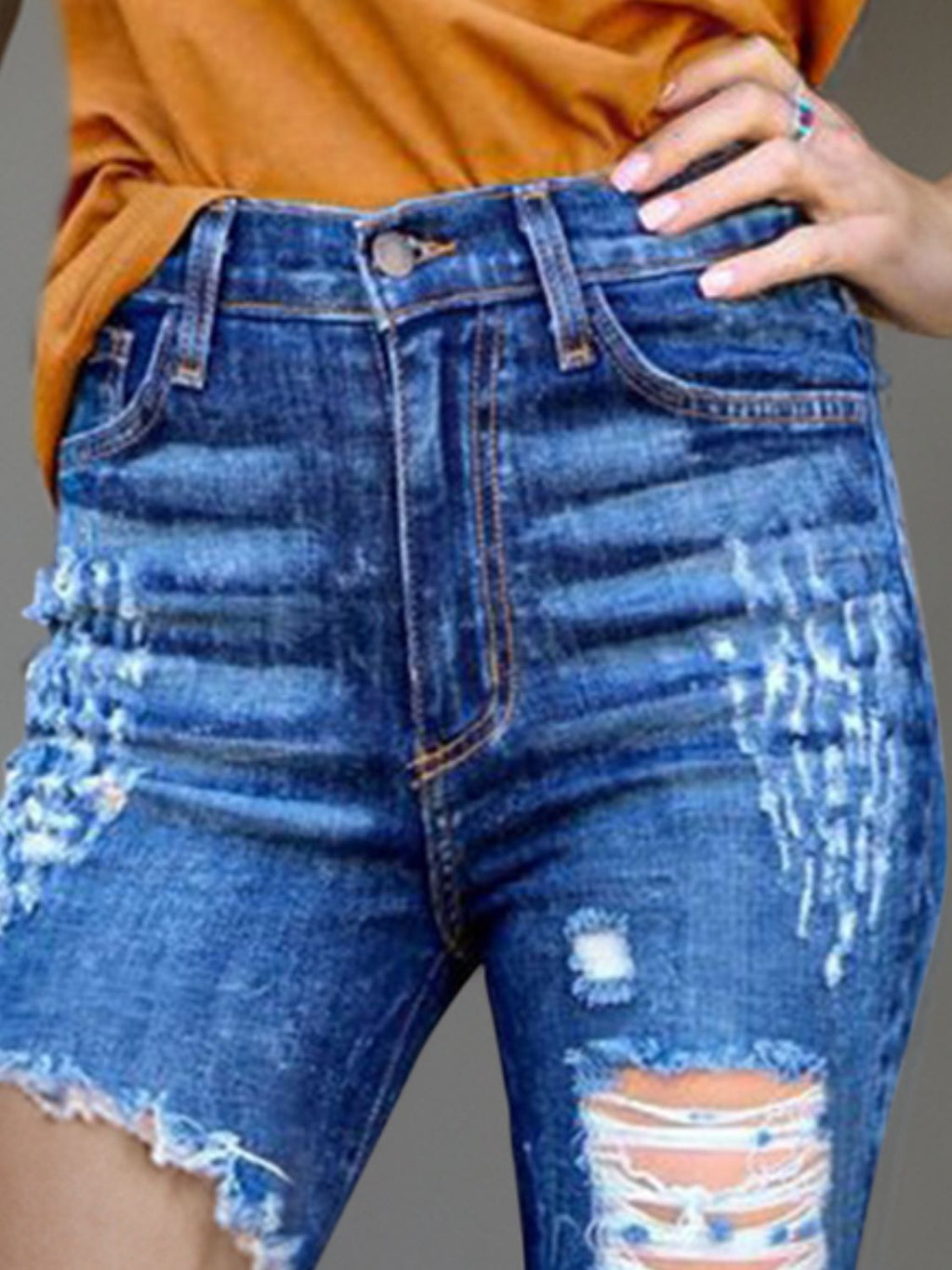 Raw Hem Distressed Bootcut Jeans | S - XL