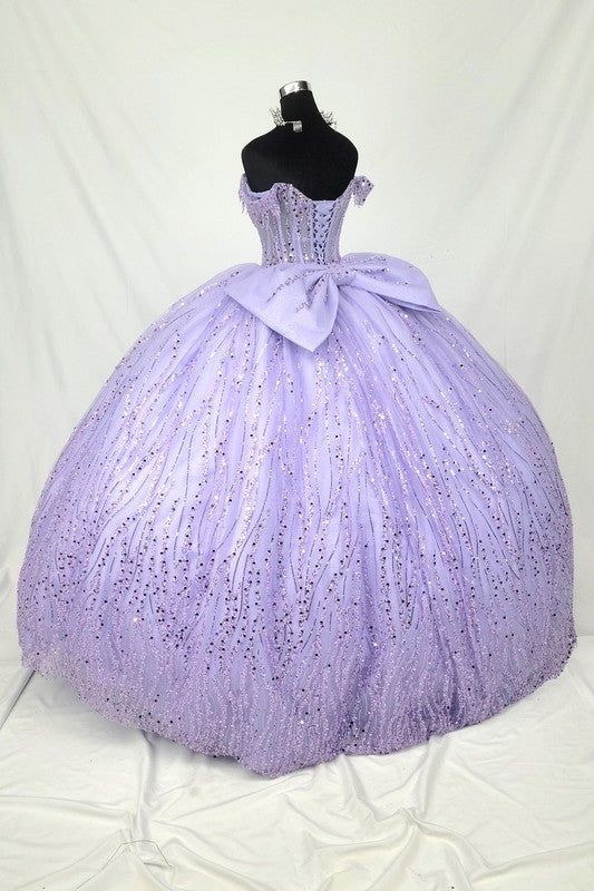 Off the shoulder Bead and Sequin Detailed Dress