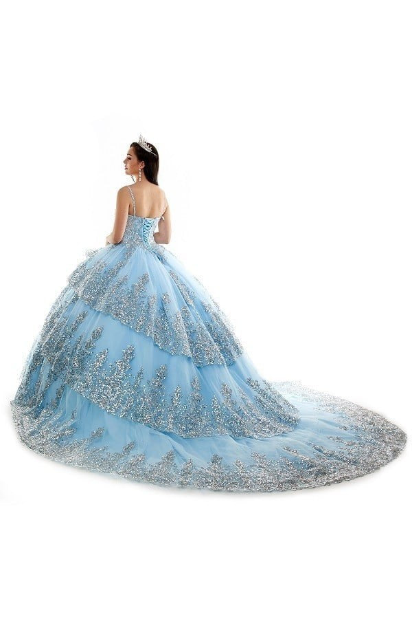 Cinderella Blue Sweetheart Embroidered Motif Bodice Dress