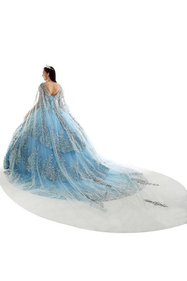 Cinderella Blue Sweetheart Embroidered Motif Bodice Dress