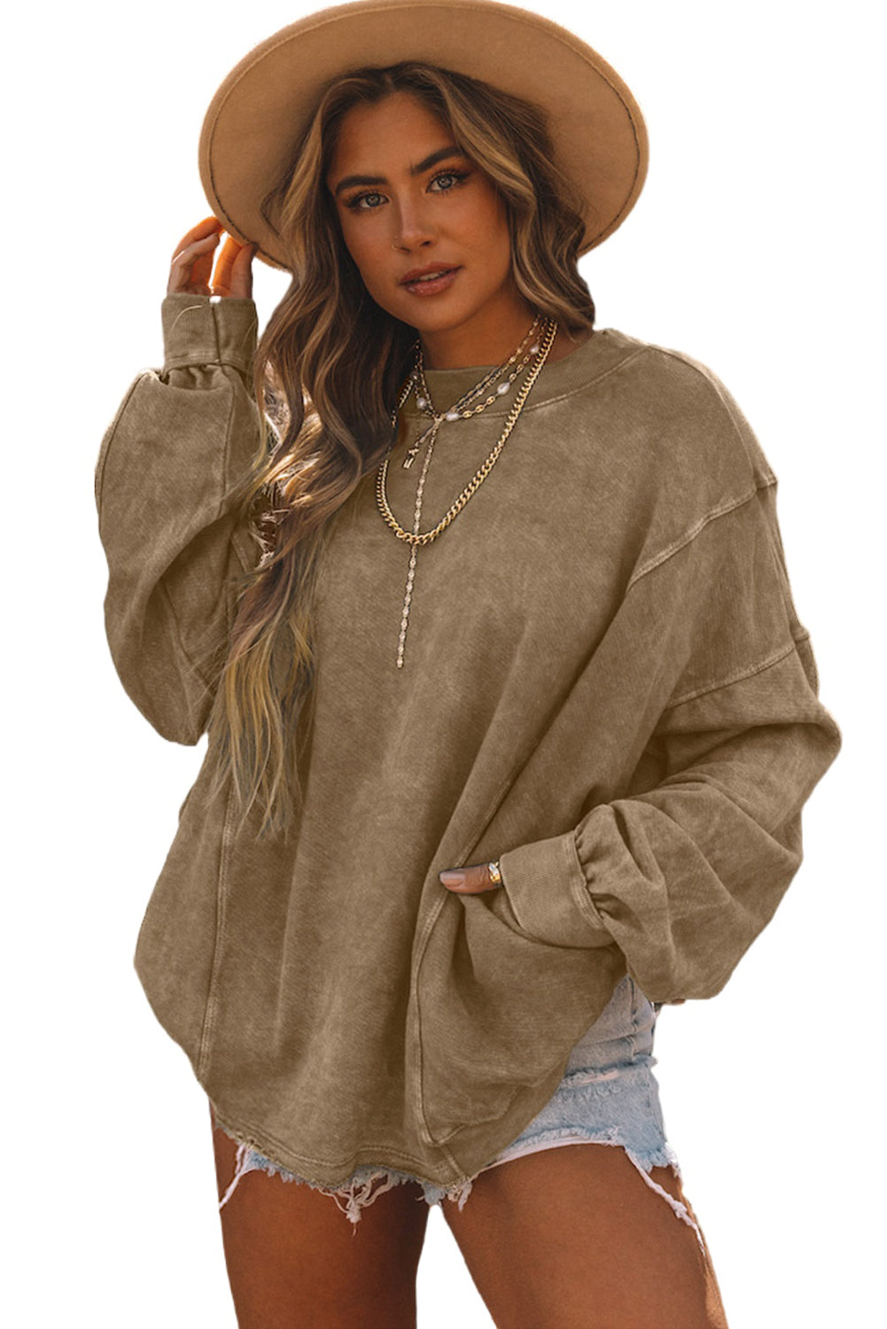 Gray Mineral Wash Twist Butterfly Oversize Sweatshirt