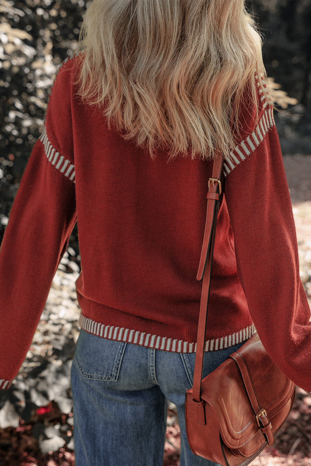 Red Dahlia Contrast Trim Knit Sweater