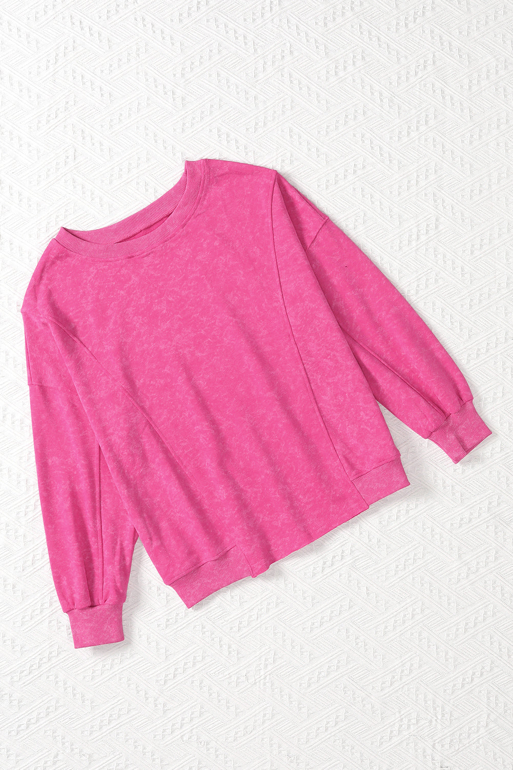 Sudadera informal holgada con efecto desgastado de color rosa