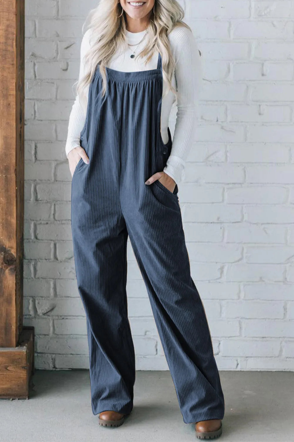 Square Neck Corduroy Overalls | S - XL | 3 COLORS