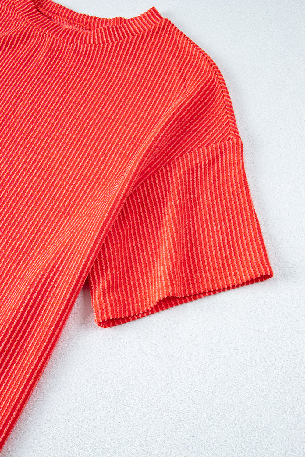 Conjunto de camiseta y pantalones cortos holgados de punto texturizado acanalado