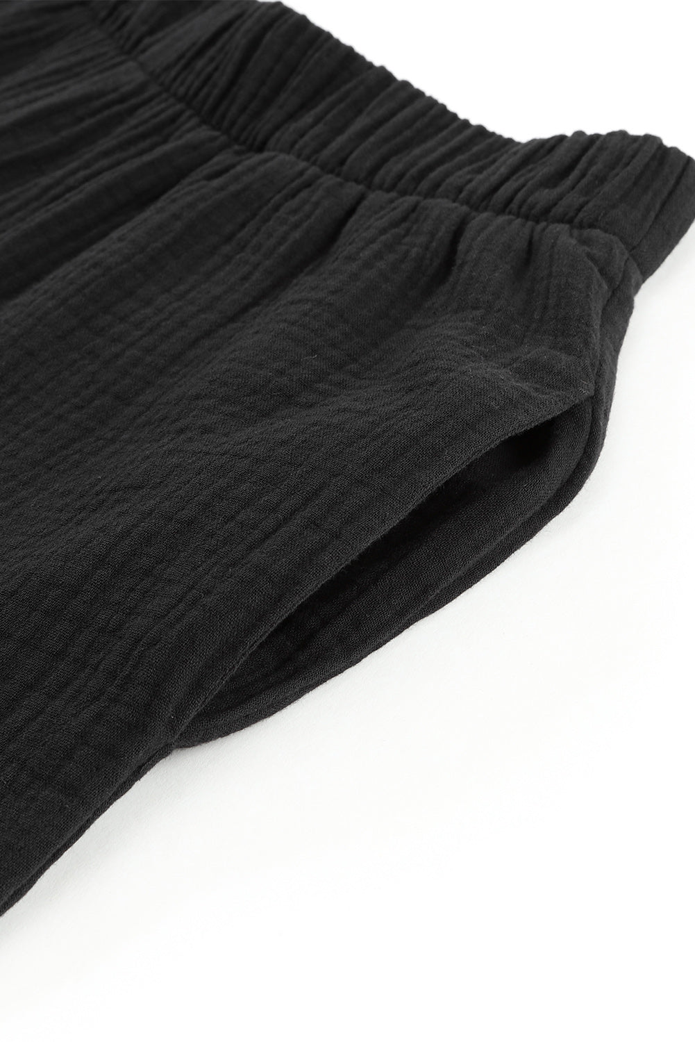 Plain Cotton Tiered Ruffle Flare High Waisted Pants