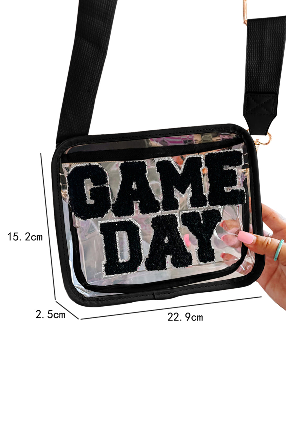 Chenille GAME DAY Pattern Clear Stadium Bag