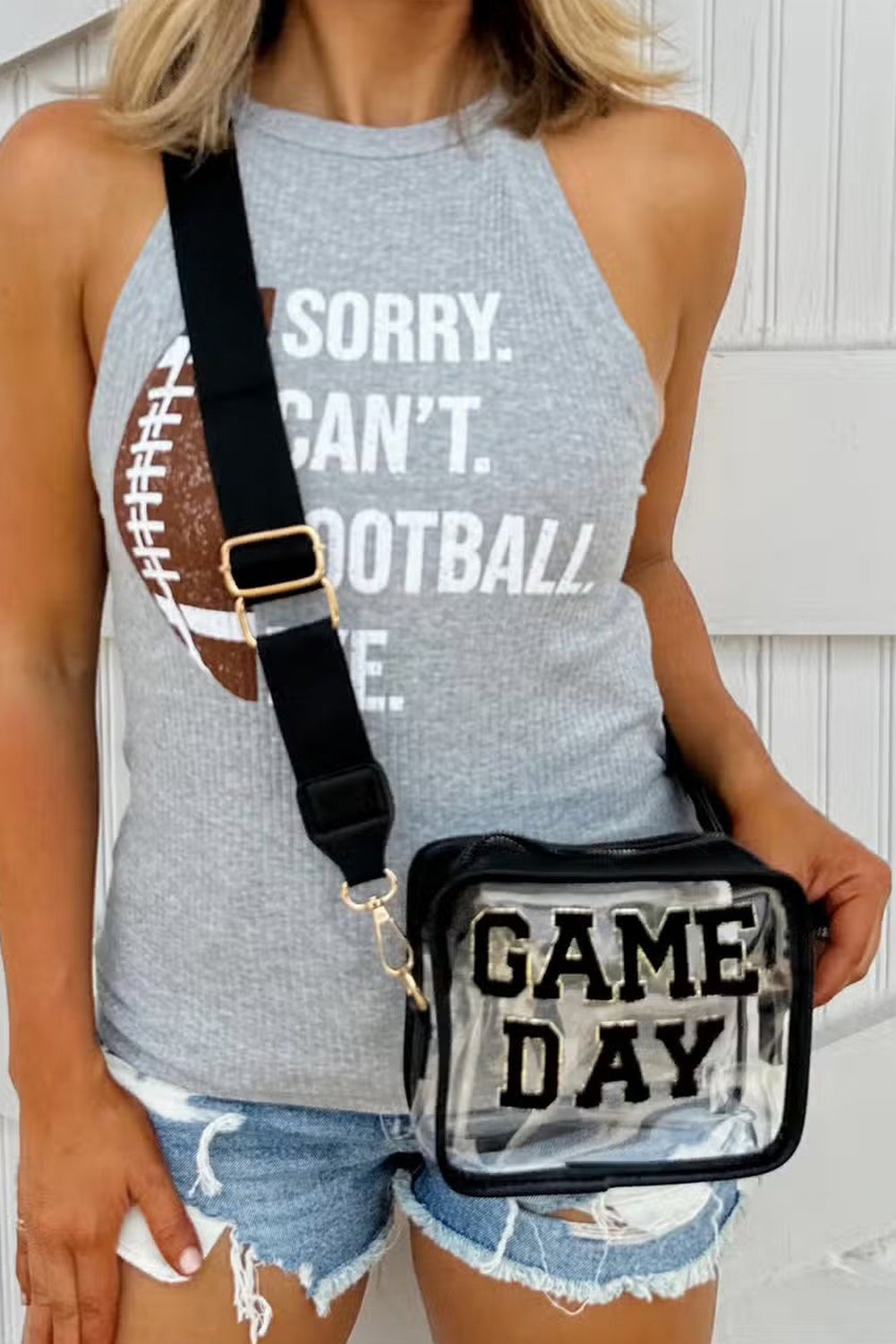 Chenille GAME DAY Pattern Clear Stadium Bag