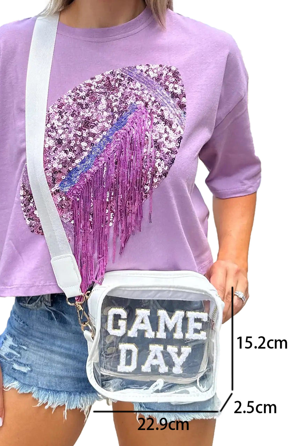 Chenille GAME DAY Pattern Clear Stadium Bag