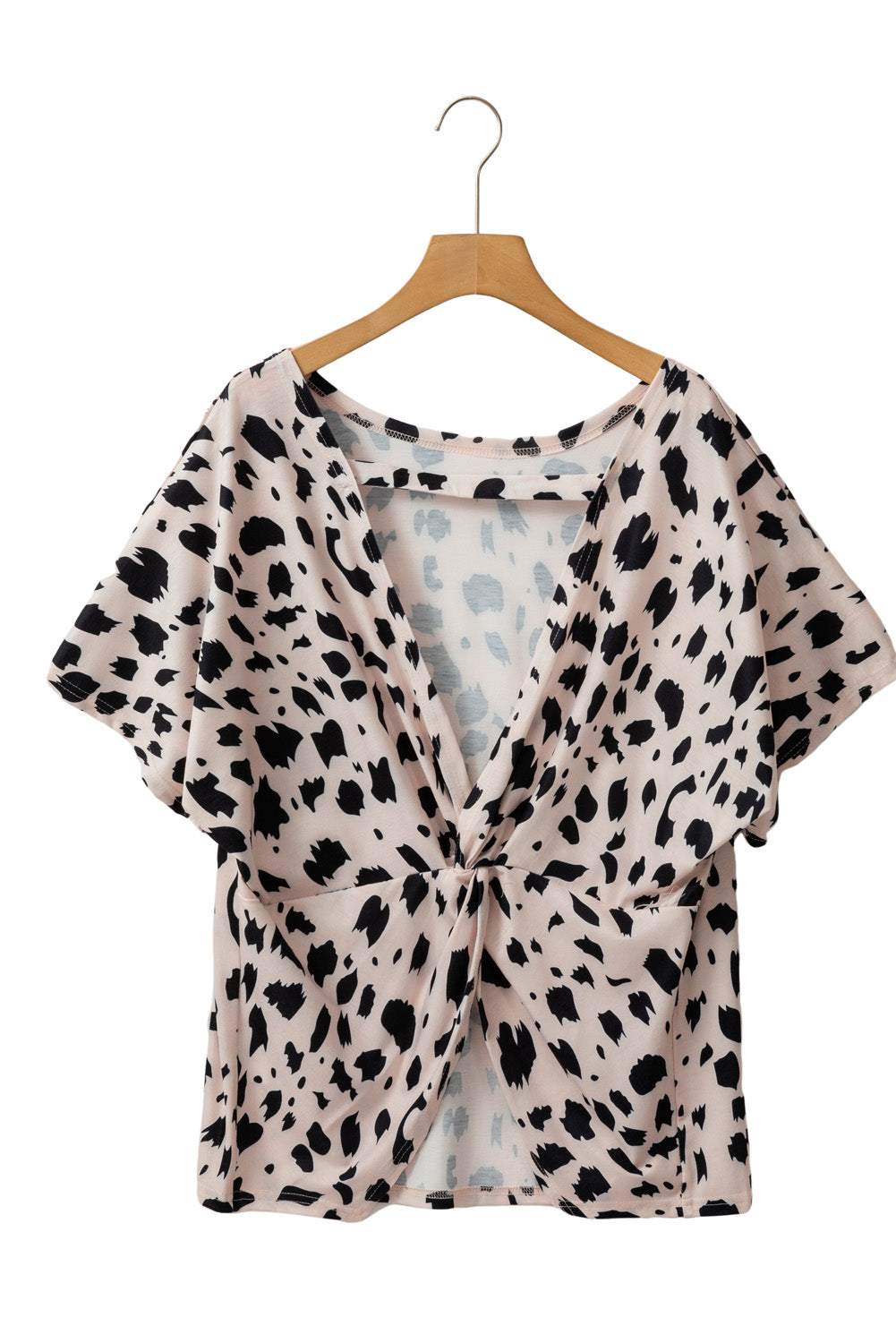 Blusa de talla grande con espalda abierta y estampado de leopardo color caqui