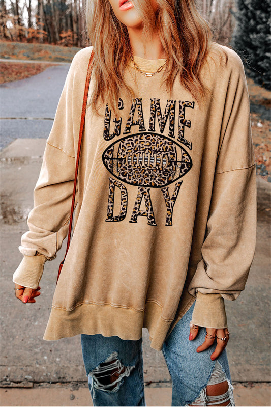 Sudadera holgada de leopardo color caqui GAME DAY