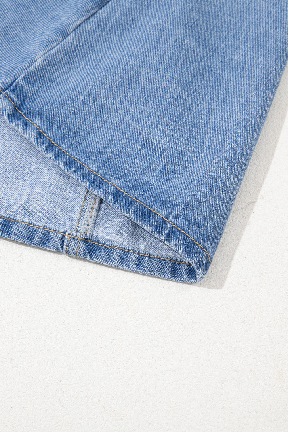 Medium Grey Wide Strap Button Front Pocketed Denim Short Dress