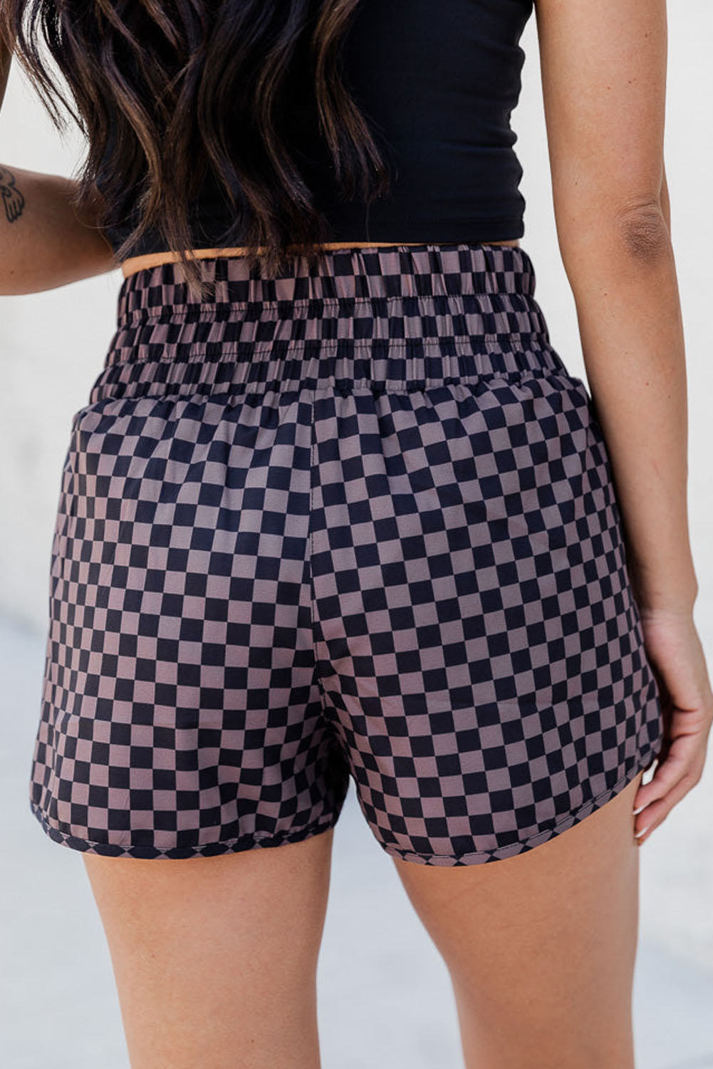 Pantalones cortos elásticos de cintura alta con diseño geométrico multicolor para mujer