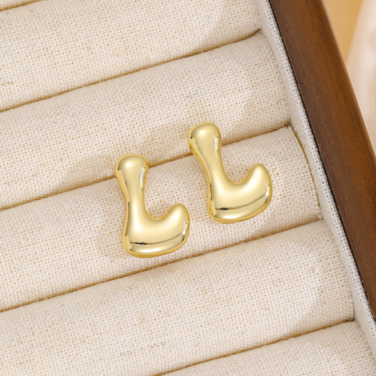 18K Gold-Plated Bubble Letter Stud Earrings | A - M