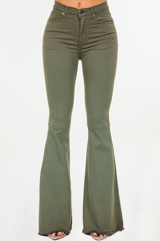 Bell Bottom Jean in Olive - 34 Inseam