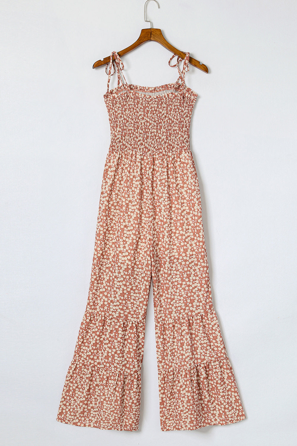 Dusk Blue Floral Print Spaghetti Straps Smocked Wide Leg Jumpsuit | S - 2XL | 4 COLORS